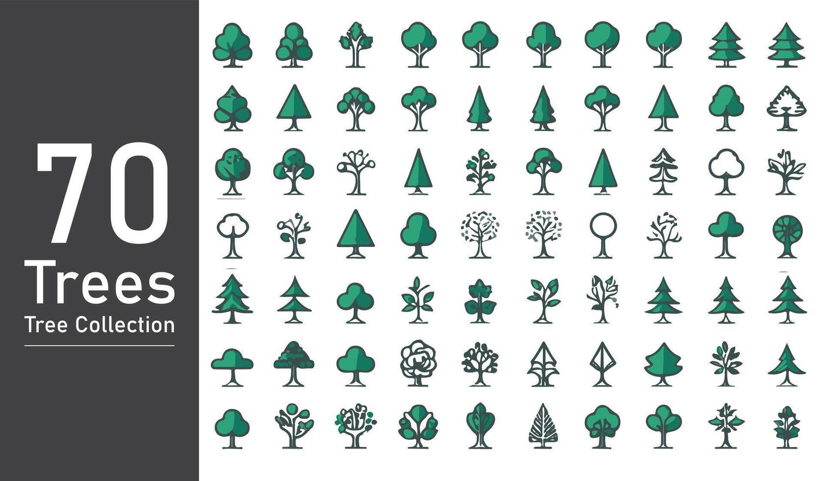 silueta árbol línea dibujo colocar, lado vista, conjunto de gráficos arboles elementos contorno símbolo. silueta árbol línea dibujo colocar, lado vista, icono conjunto de gráficos arboles elementos contorno símbolo. vector