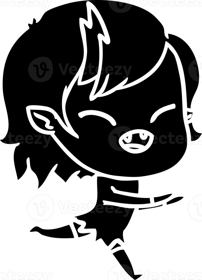 Karikatur Lachen Vampir Mädchen Laufen solide schwarz Symbol png