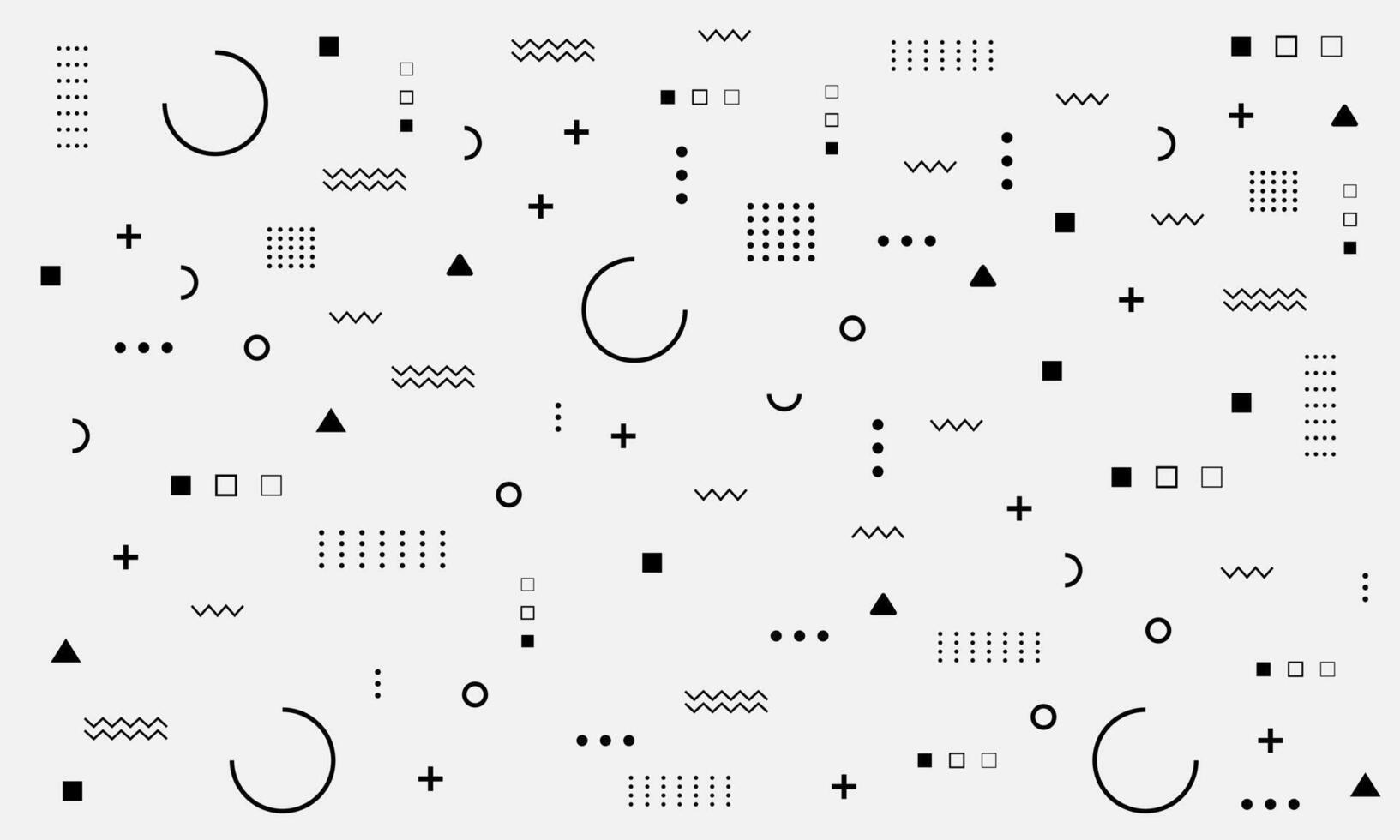 Pattern Hipster Abstract. Form Geometric Line Shapes. fashion style seamless background, banner, poster.Illustration Black - White vector design