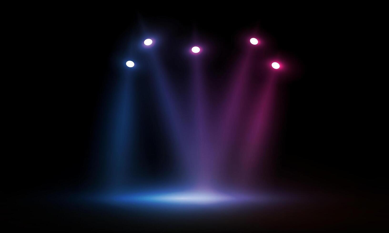 Colorful lights on the stage light floodlights vector design.