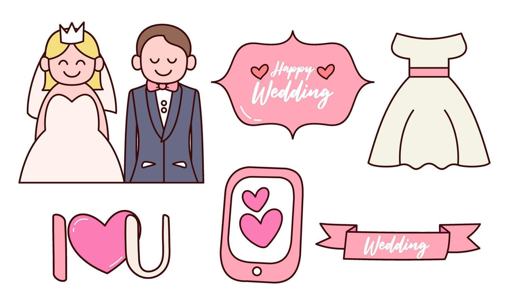 Wedding element collection vector logo