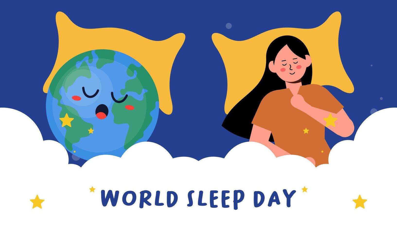 World sleep day. Cute planet Earth sleeping under a blanket on an international holiday vector