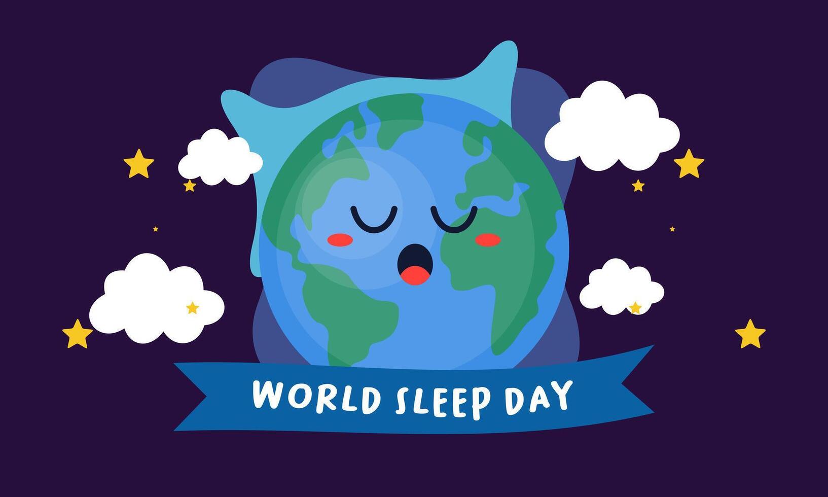 World sleep day. Cute planet Earth sleeping under a blanket on an international holiday vector