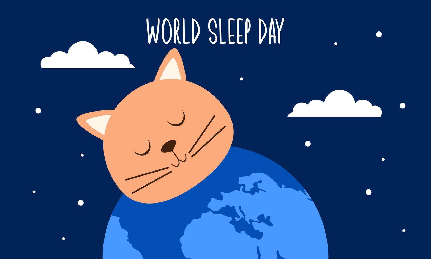 World sleep day. Cute planet Earth sleeping under a blanket on an international holiday vector