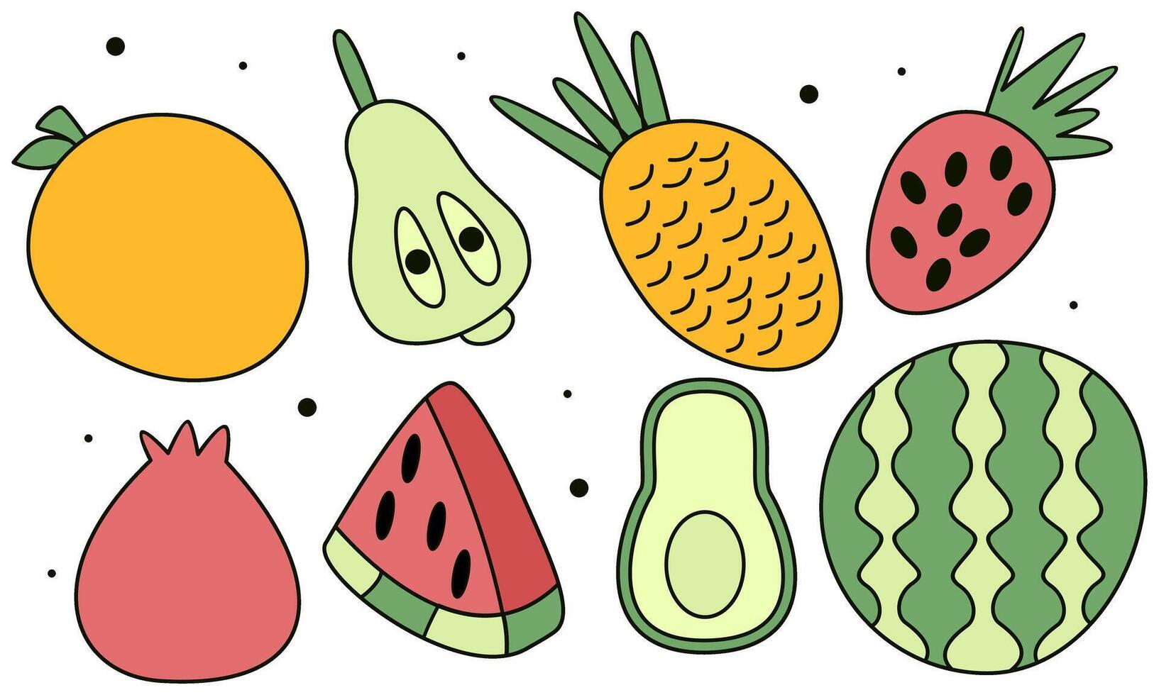 Fruta dibujos animados grande conjunto colección vector