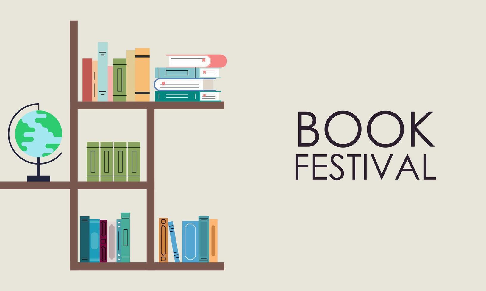 Bookshelf concept illustration for book festival and fair vector