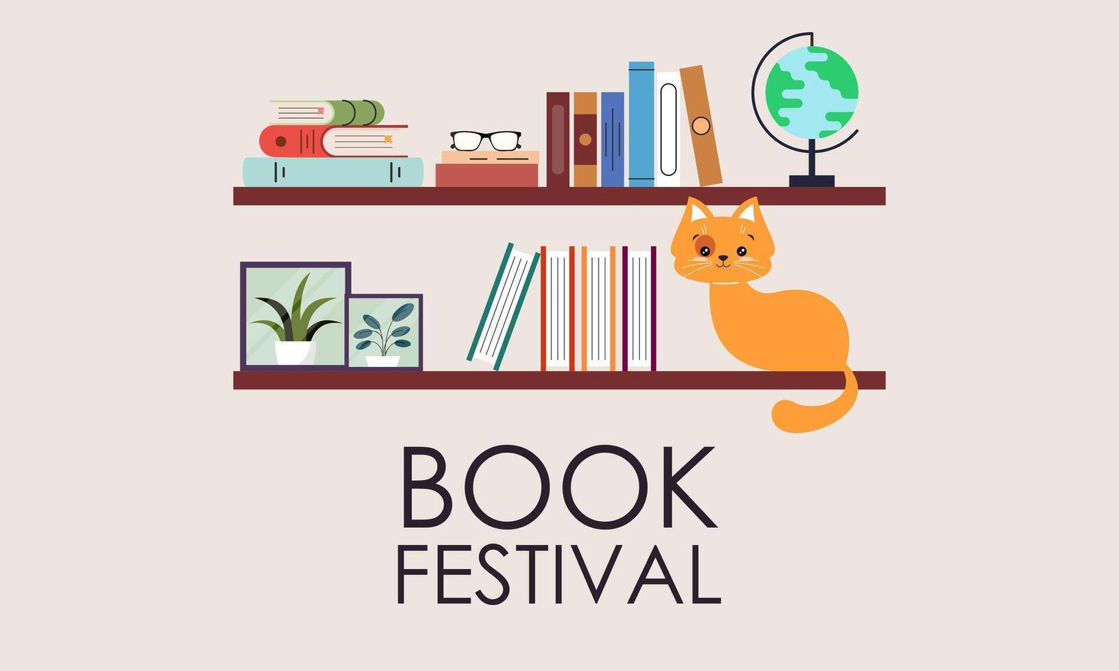 Bookshelf concept illustration for book festival and fair vector