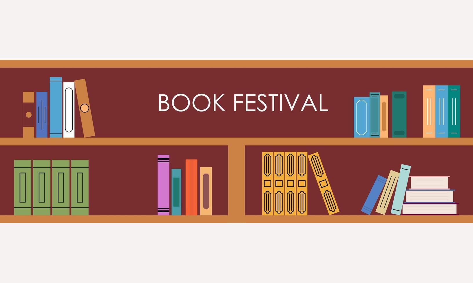 Bookshelf concept illustration for book festival and fair vector