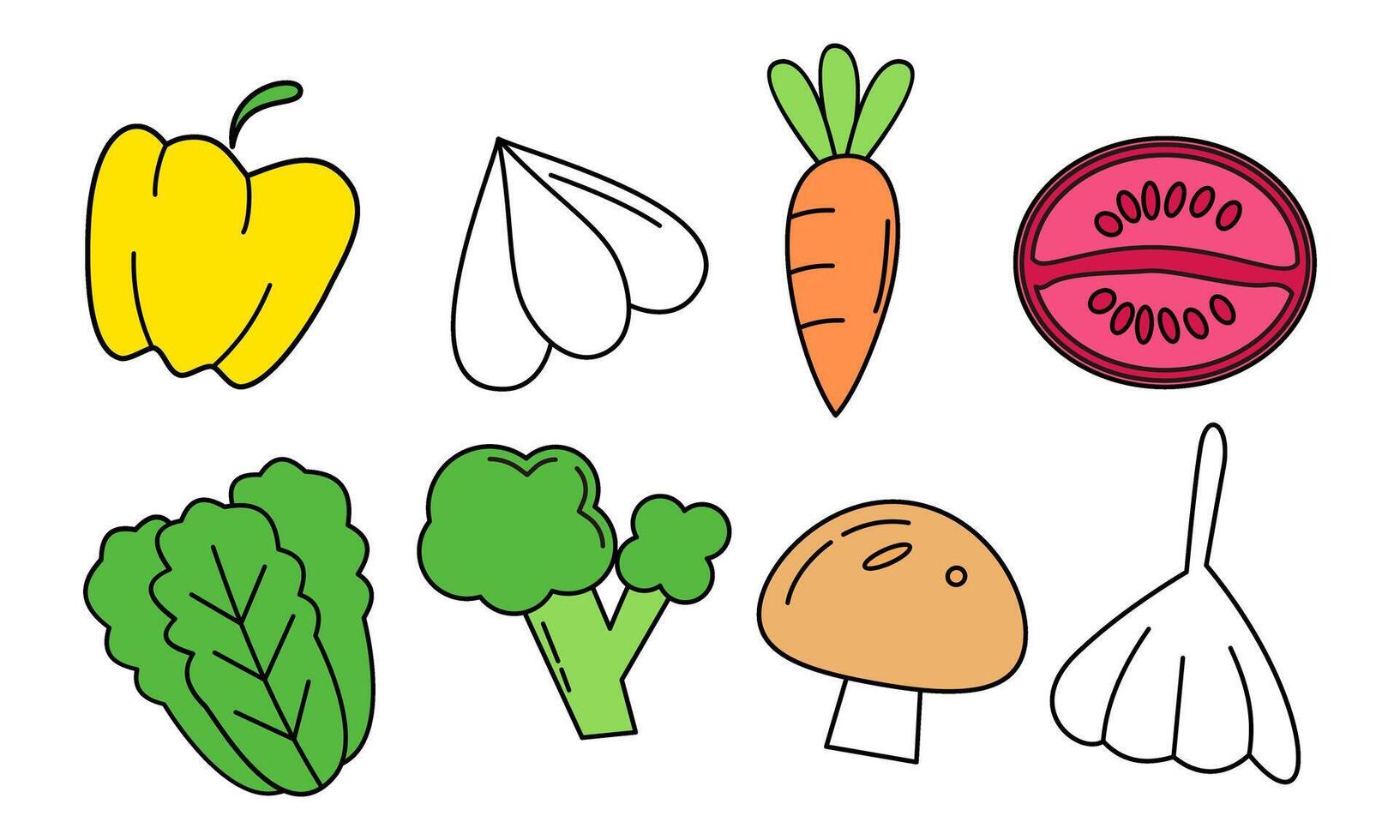 Cute vegetables doodle logo vector