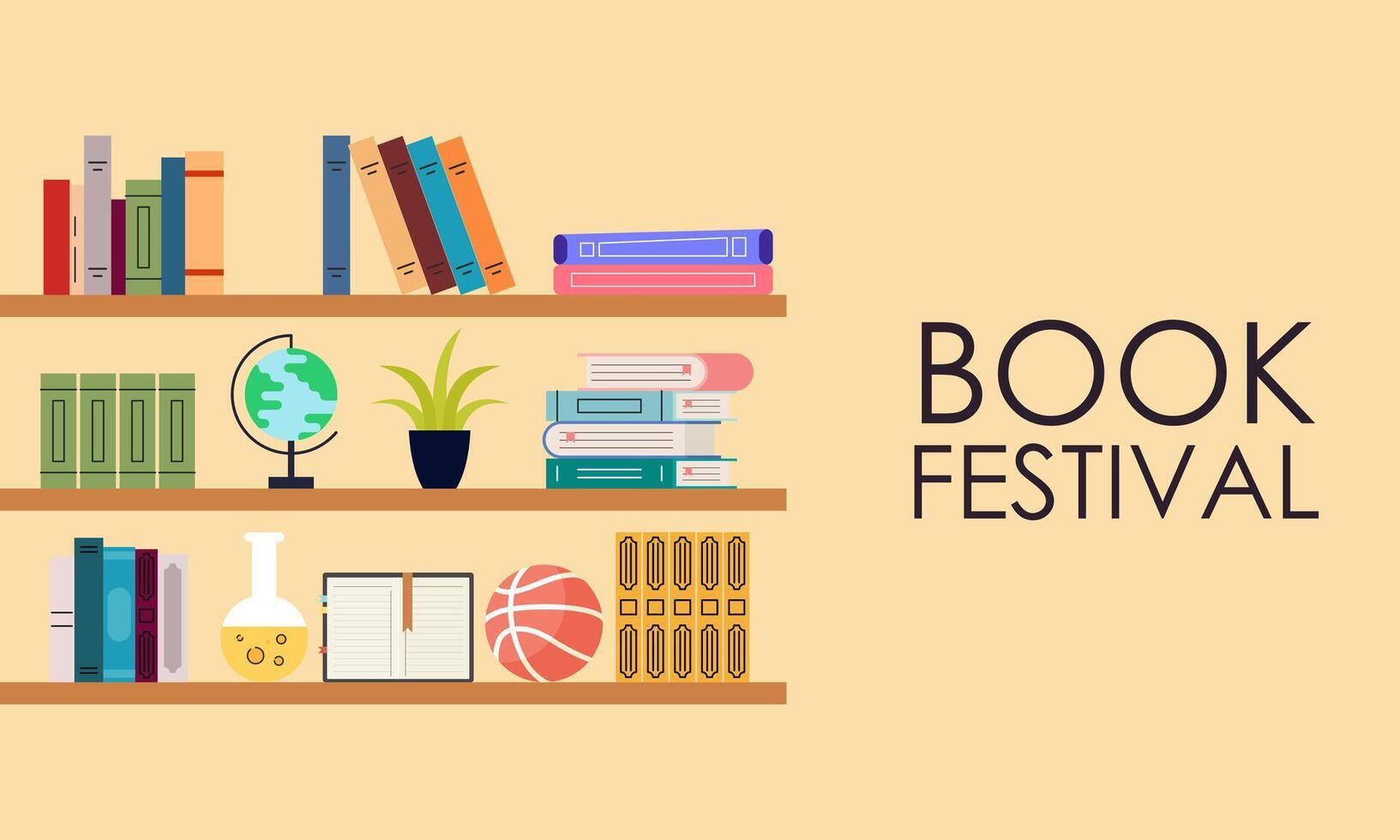 Bookshelf concept illustration for book festival and fair vector