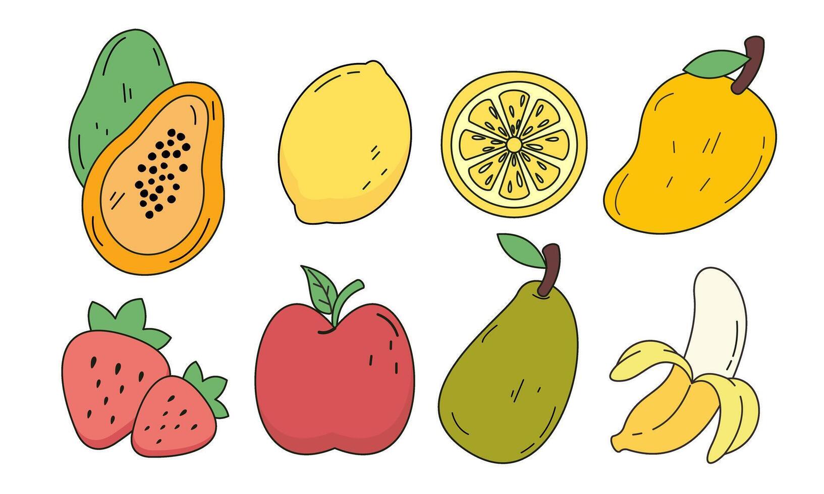 Fruta dibujos animados grande conjunto colección vector