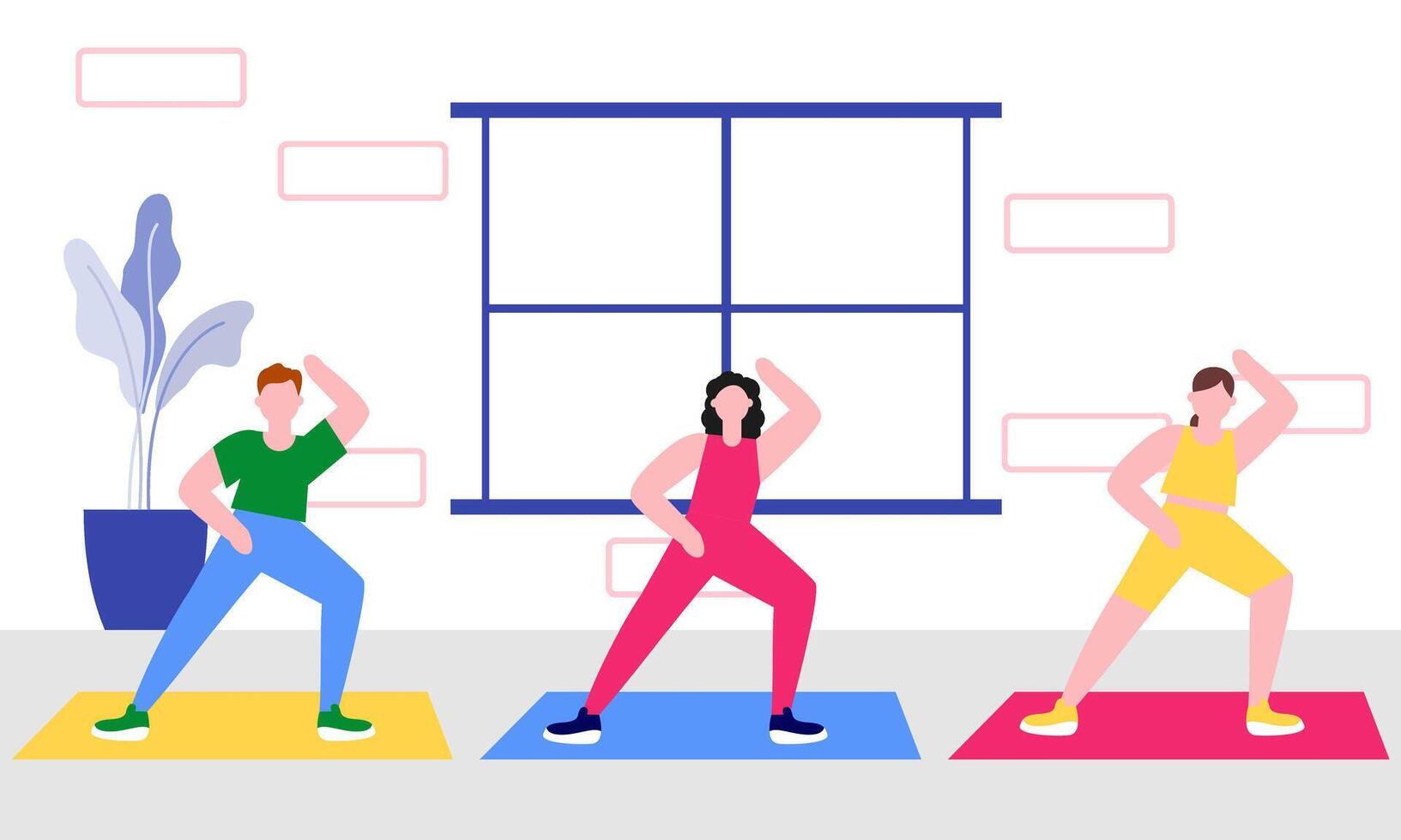 Aerobics class, training, sports activity illustration vector
