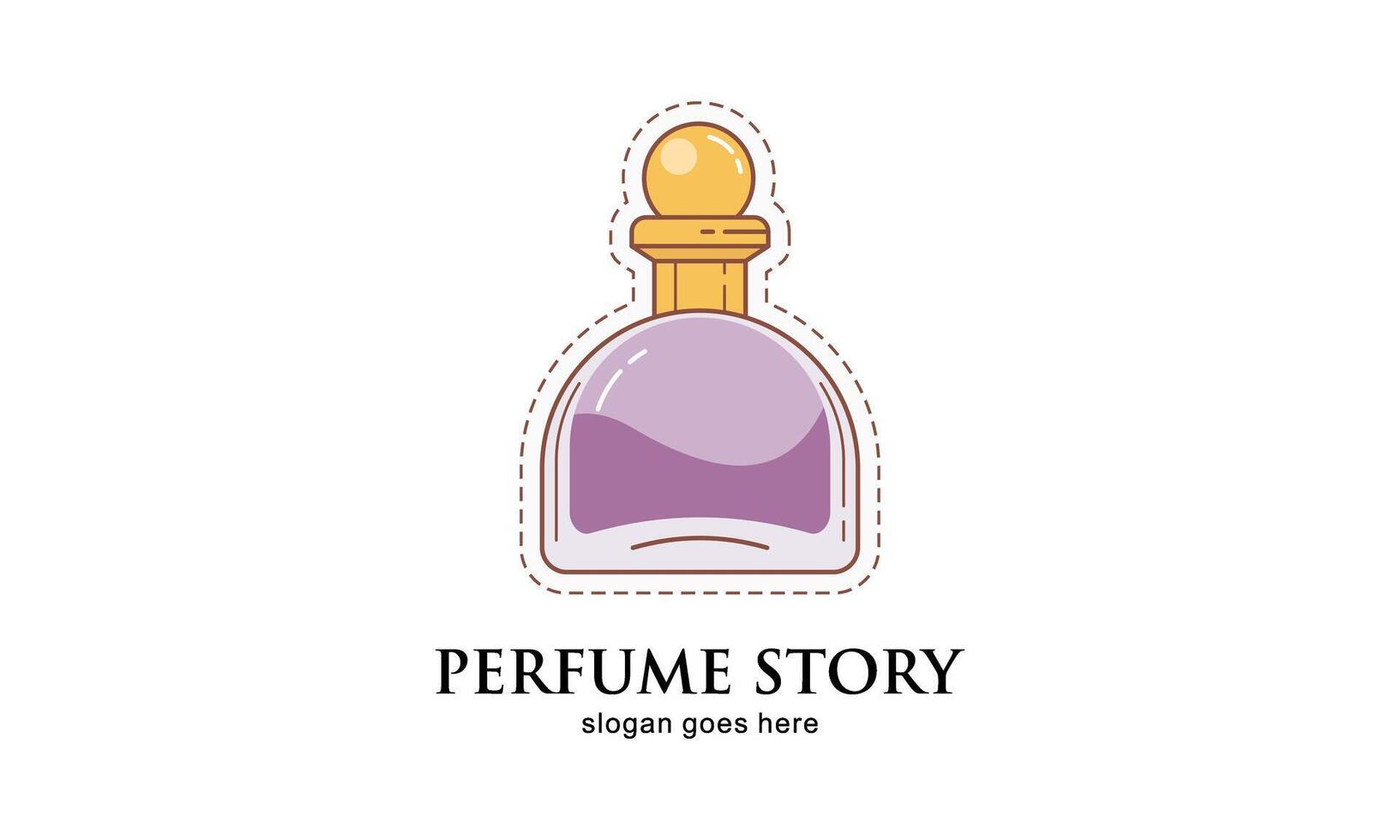 Classic Perfume gold bottle illustration. Glamour fragrance isolated icon vector