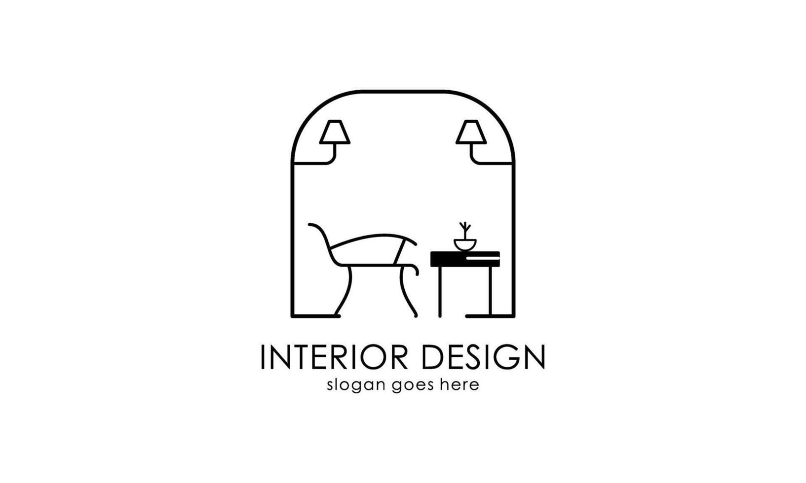 habitación interior, diseño del logotipo de la galería de muebles vector