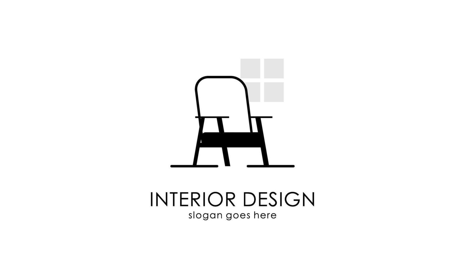 habitación interior, diseño del logotipo de la galería de muebles vector