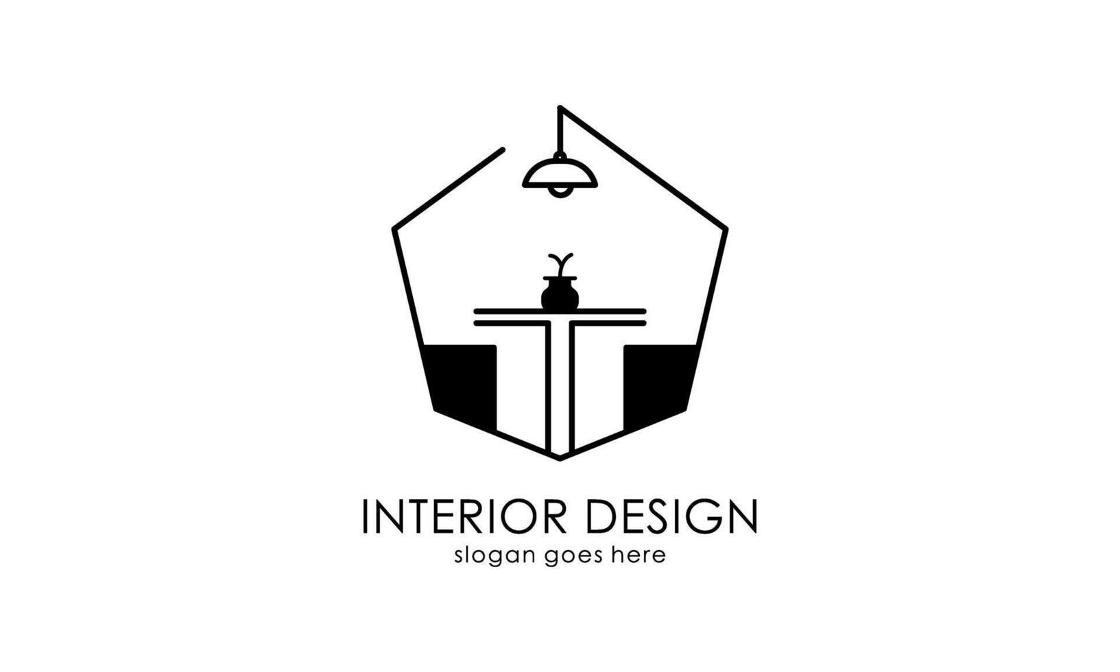 habitación interior, diseño del logotipo de la galería de muebles vector