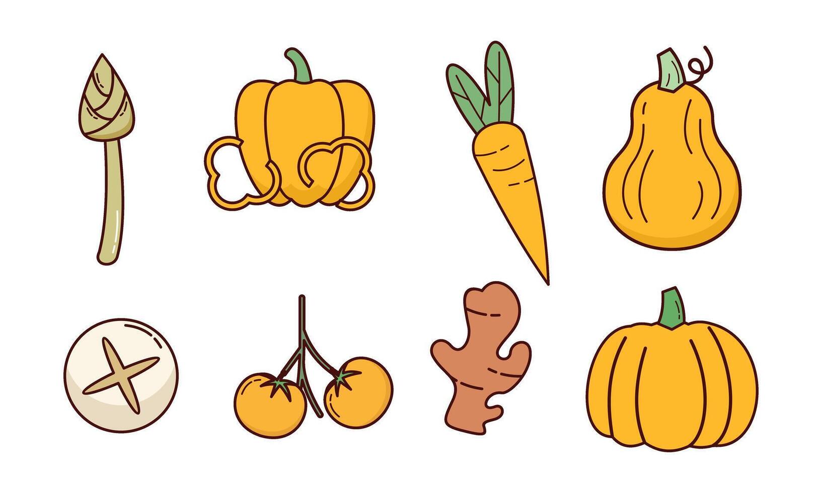 Cute vegetables doodle logo vector