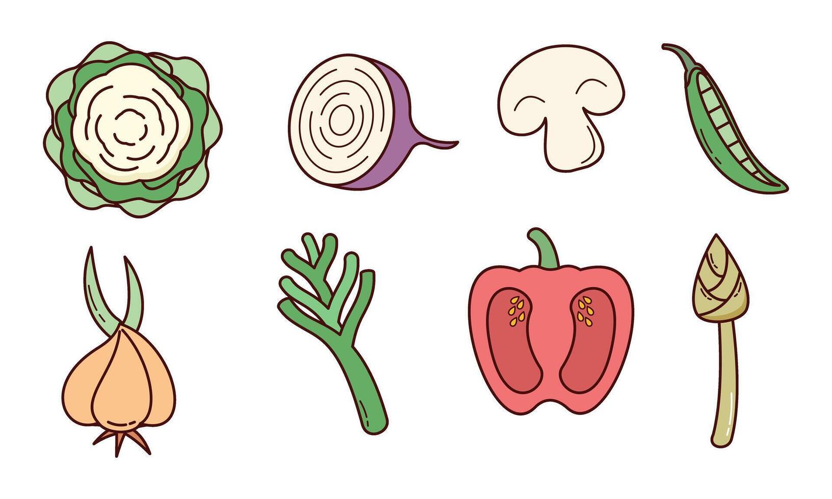 Cute vegetables doodle logo vector