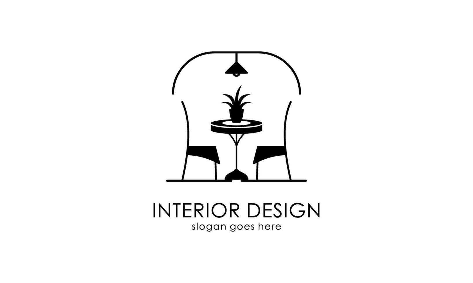 habitación interior, diseño del logotipo de la galería de muebles vector