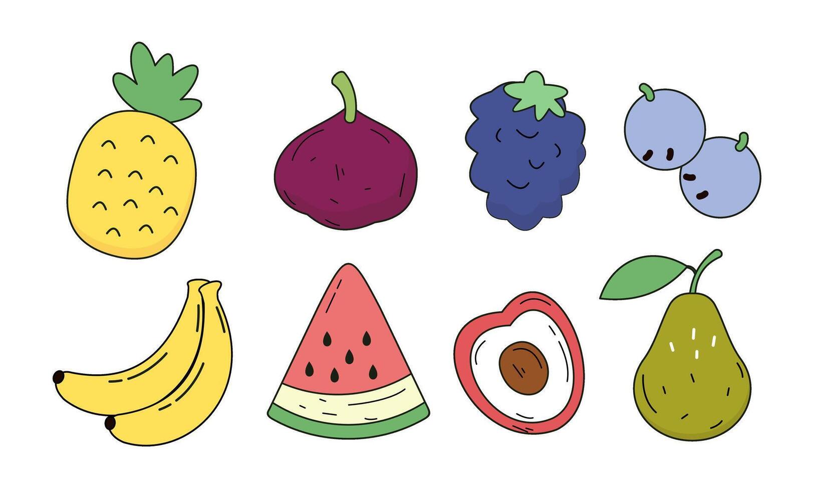 Fruit cartoon big set collection vector