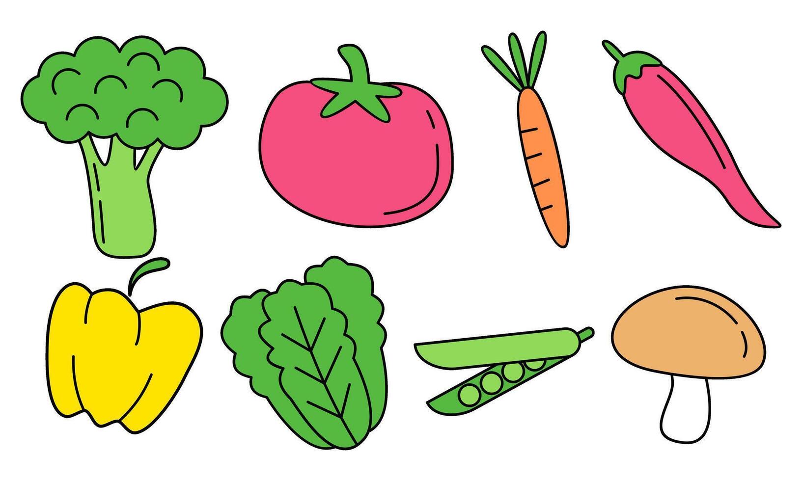 linda vegetales garabatear logo vector