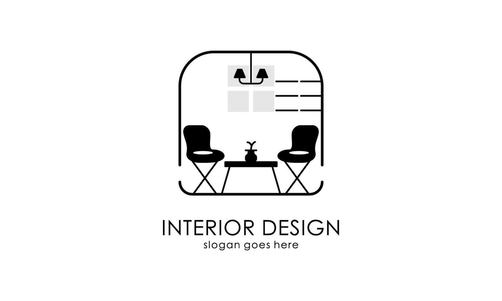 habitación interior, diseño del logotipo de la galería de muebles vector