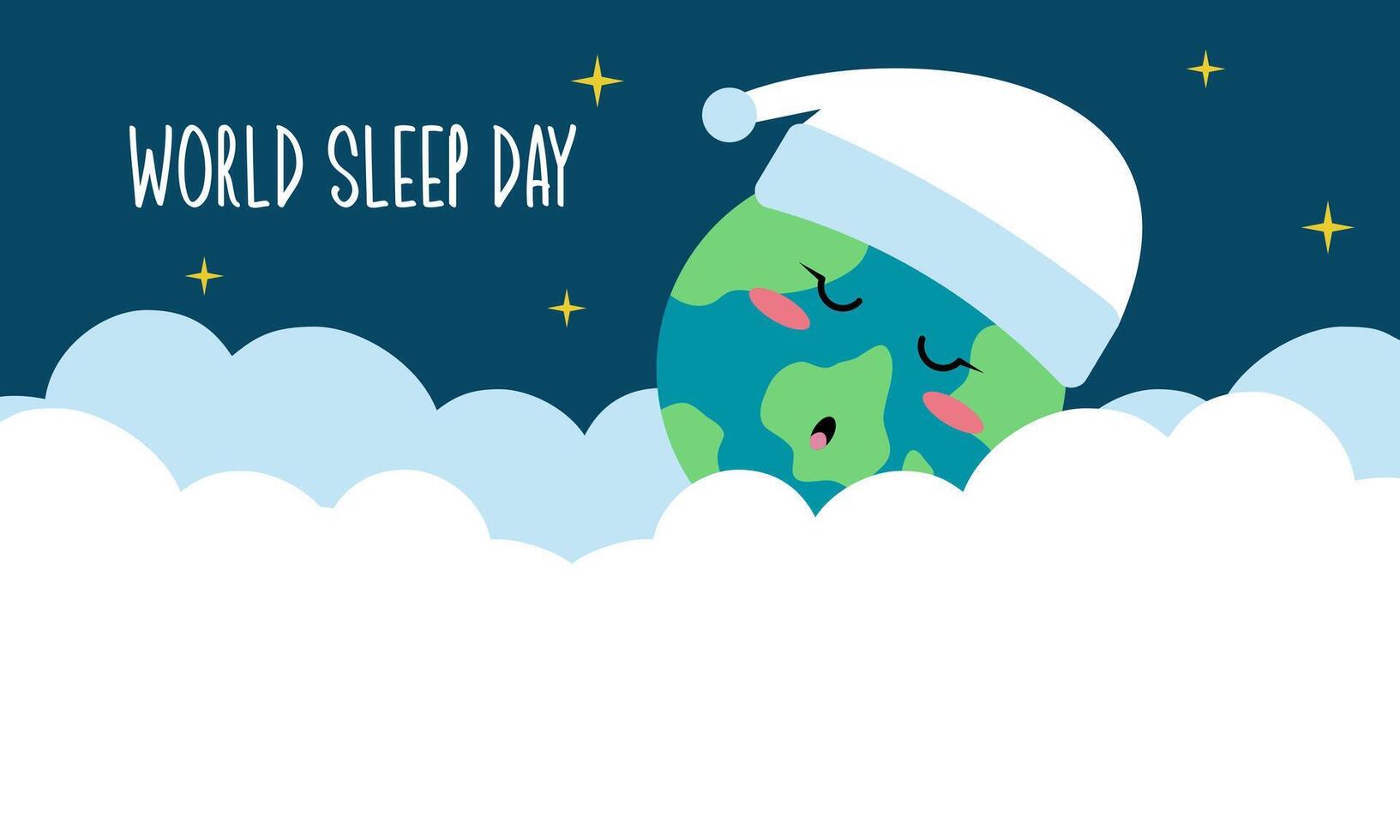 World sleep day. Cute planet Earth sleeping under a blanket on an international holiday vector