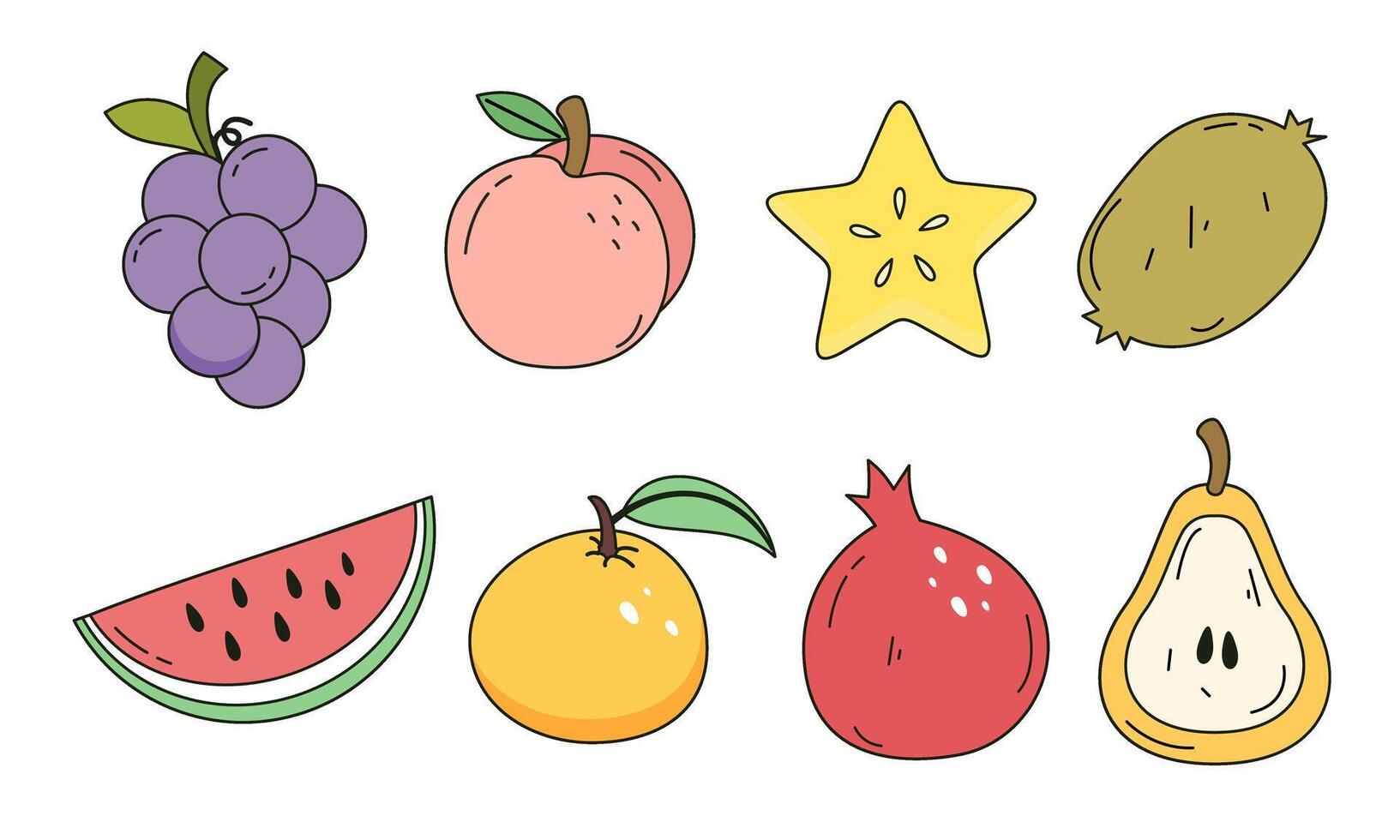 Fruit cartoon big set collection vector