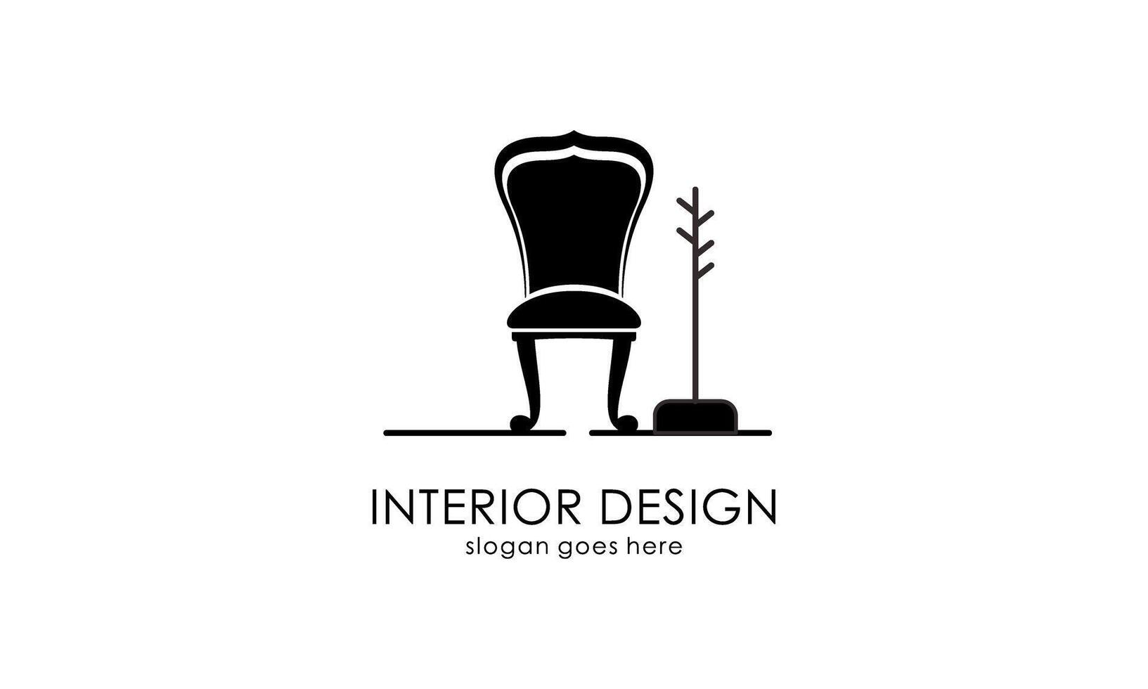 habitación interior, diseño del logotipo de la galería de muebles vector