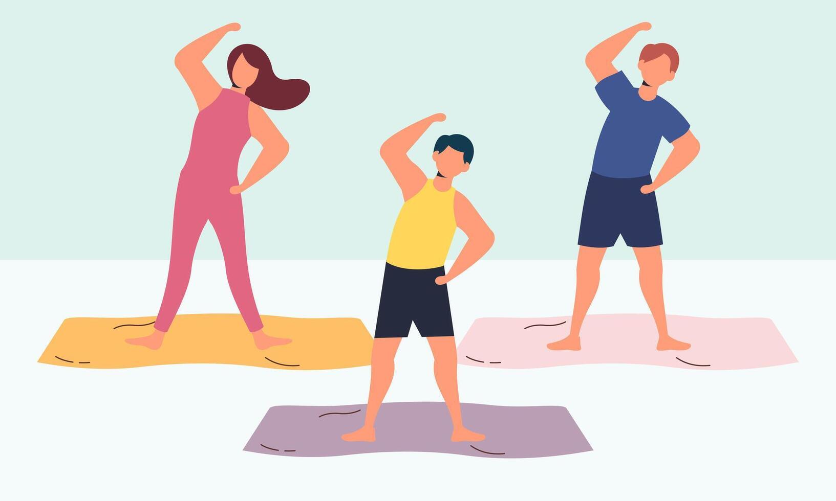 Aerobics class, training, sports activity illustration vector