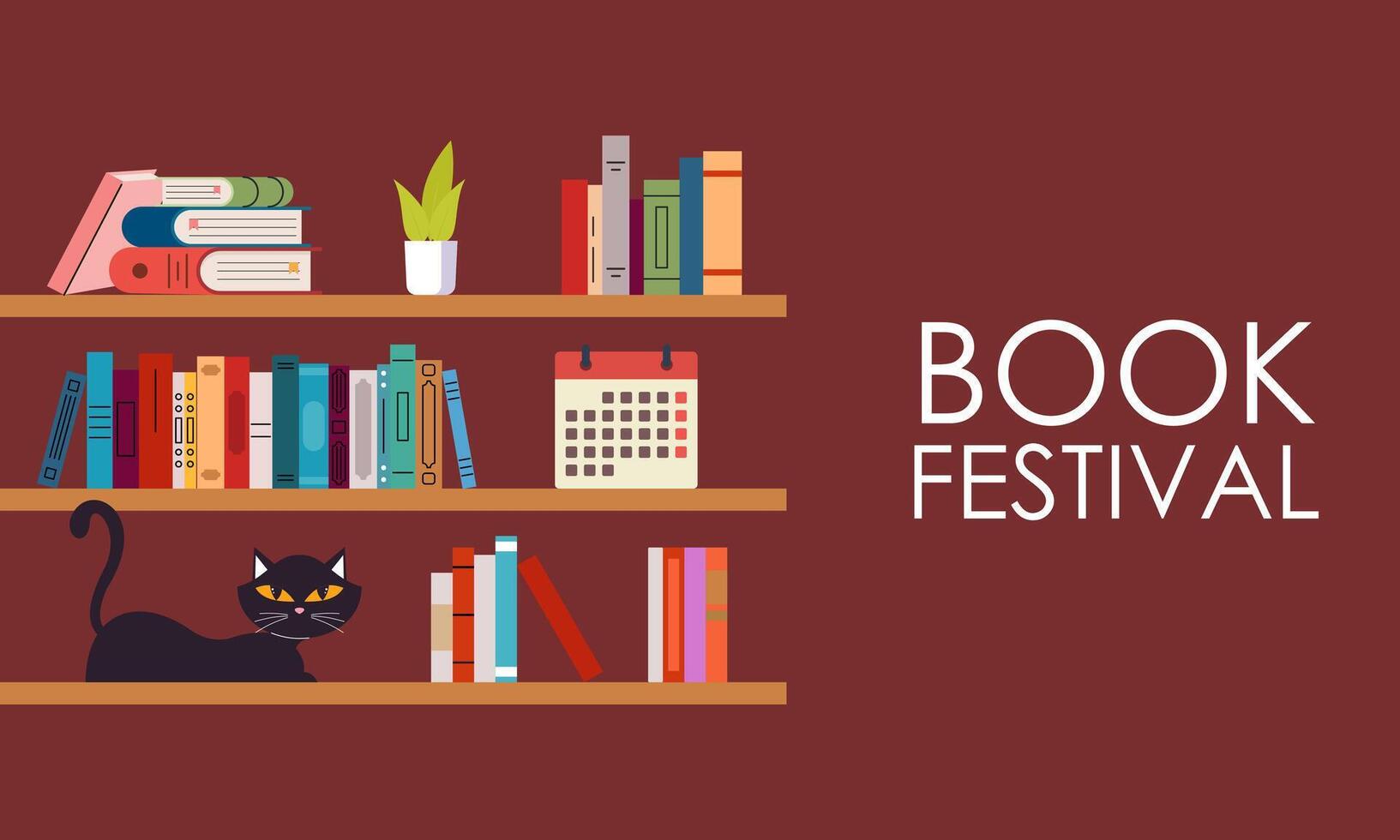 Bookshelf concept illustration for book festival and fair vector