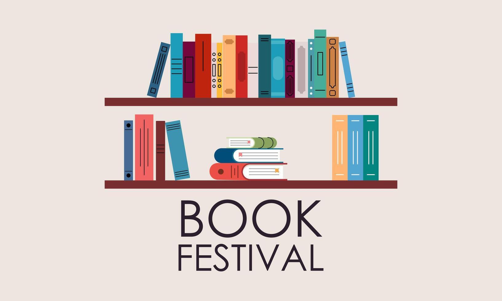 Bookshelf concept illustration for book festival and fair vector