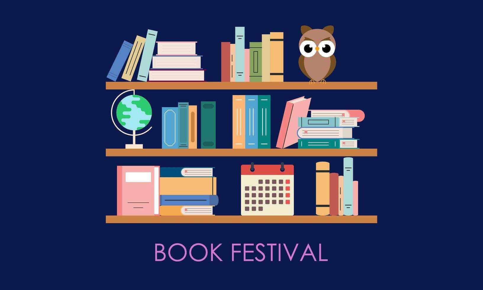 Bookshelf concept illustration for book festival and fair vector