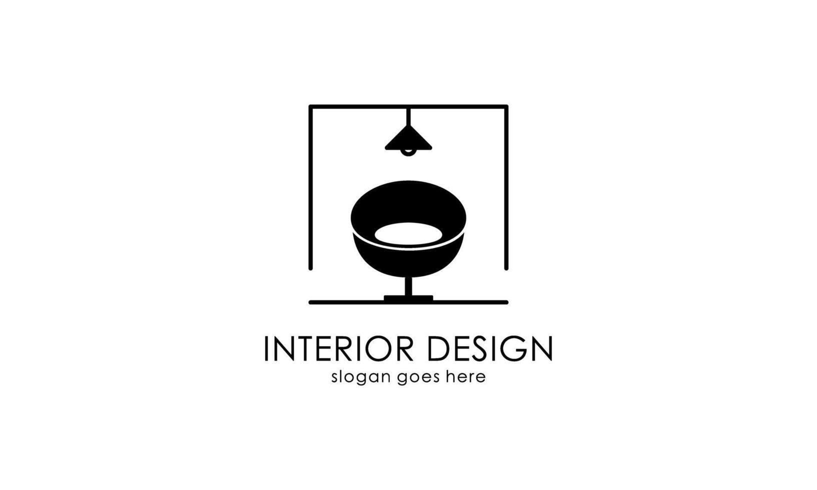 habitación interior, diseño del logotipo de la galería de muebles vector