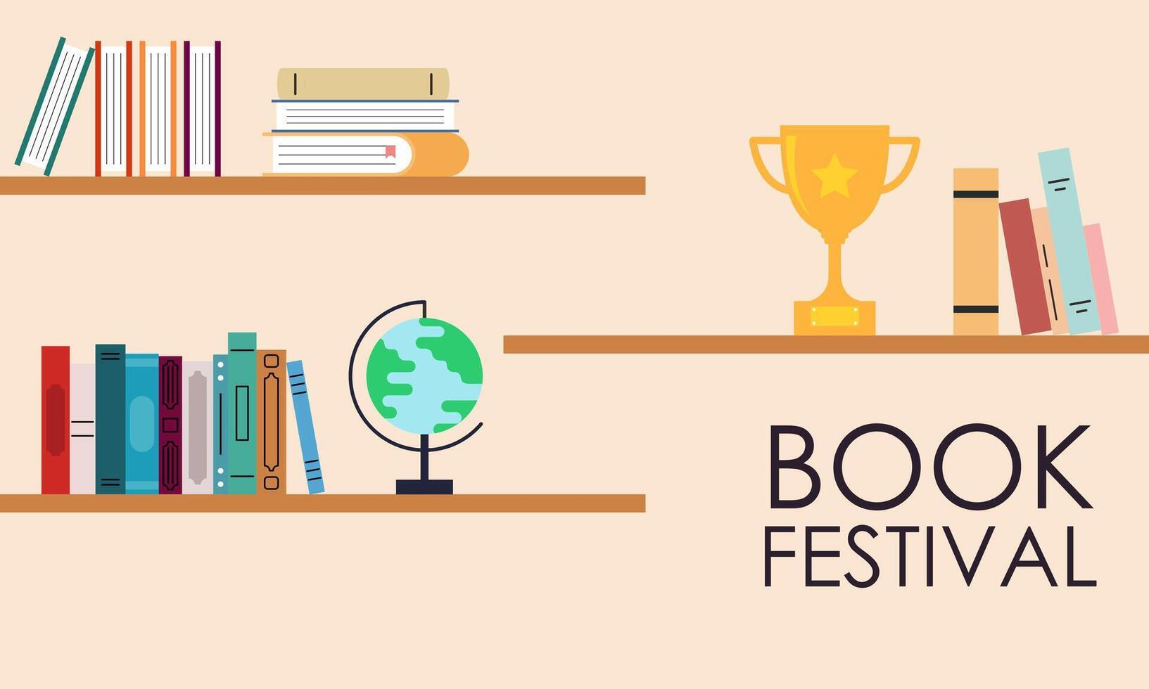 Bookshelf concept illustration for book festival and fair vector
