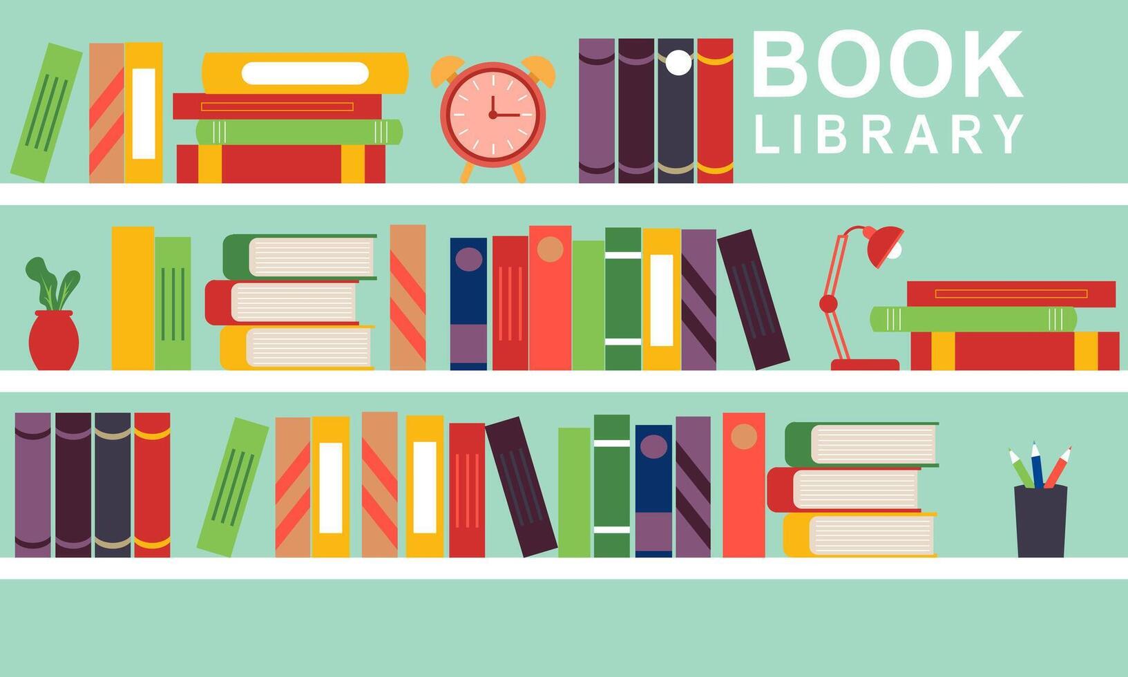 Bookshelf concept illustration for book festival and fair vector