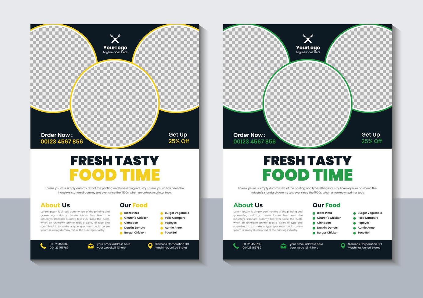 Modern Restaurant Flyer Design, Fast Food Flyer Templates, Free Vector