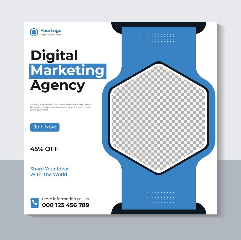 Creative Social Media Post Template, Digital Marketing Agency Banner Design, Free Vector