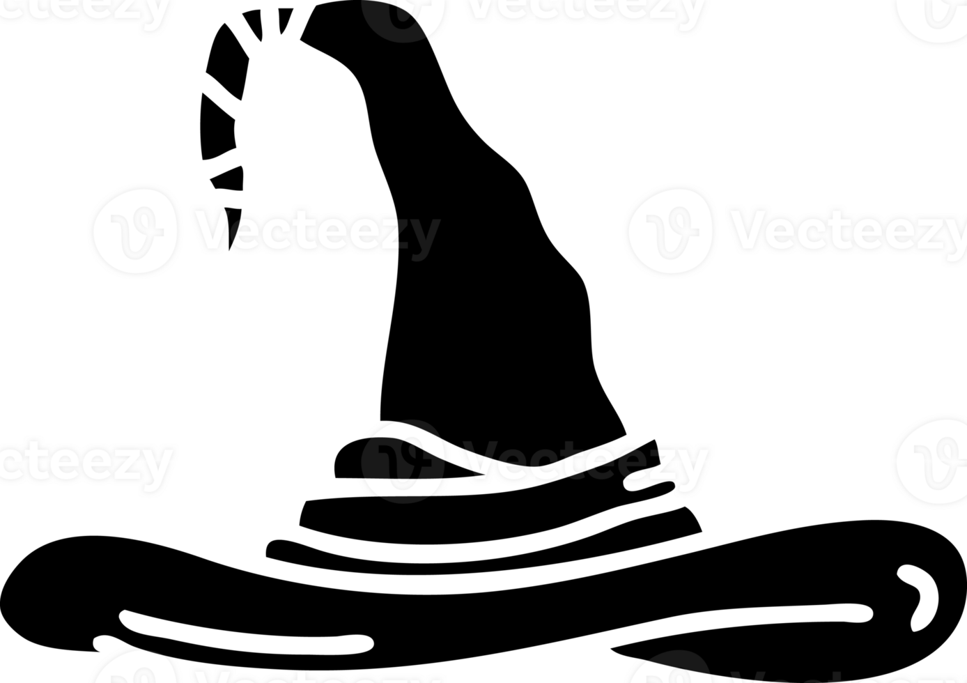 Linie Gekritzel von ein gespenstisch Hexe Hut solide schwarz Symbol png