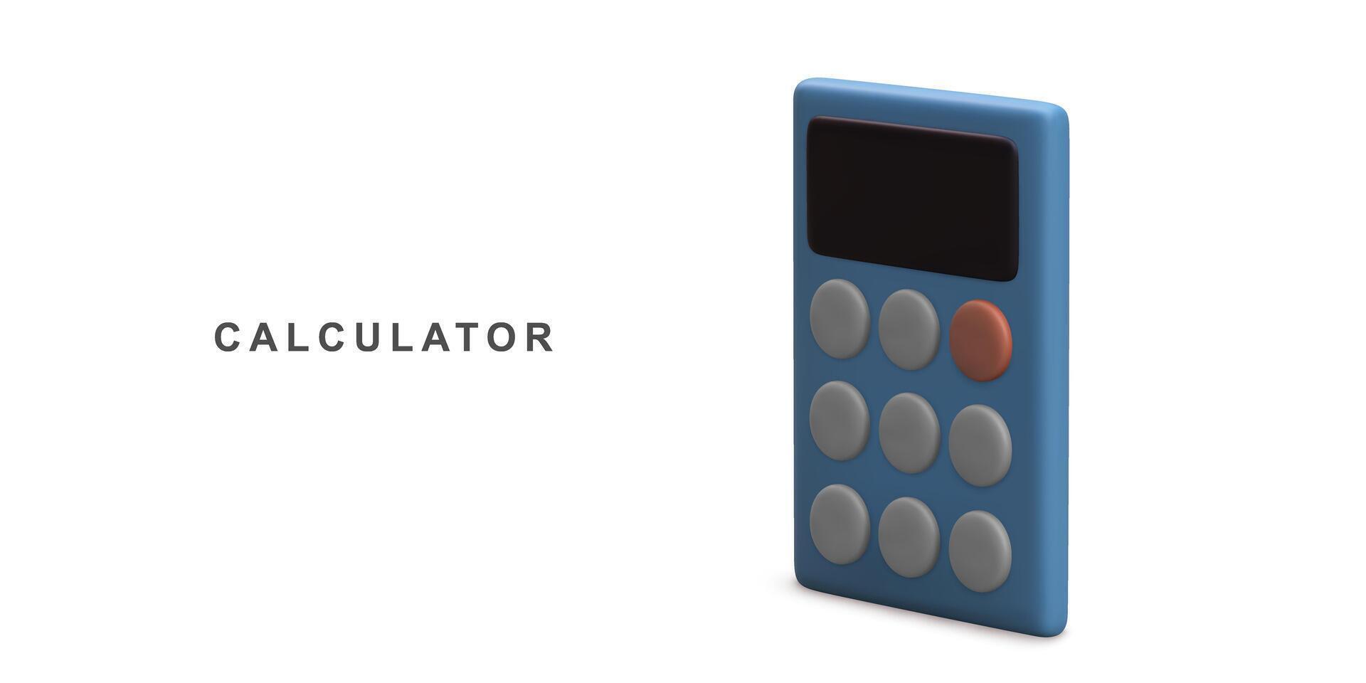 3d realistic Calculator on white background. Vector illustration.