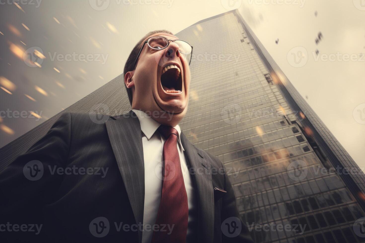 AI generated Urban Screaming businessman city. Generate Ai photo