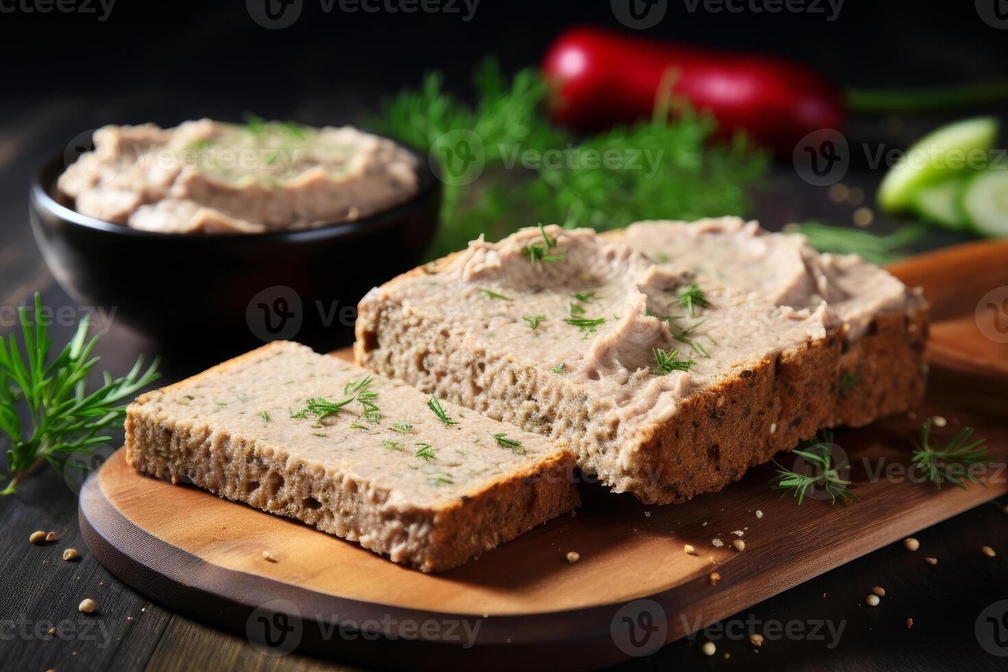 AI generated Savory Slices bread pate. Generate Ai photo