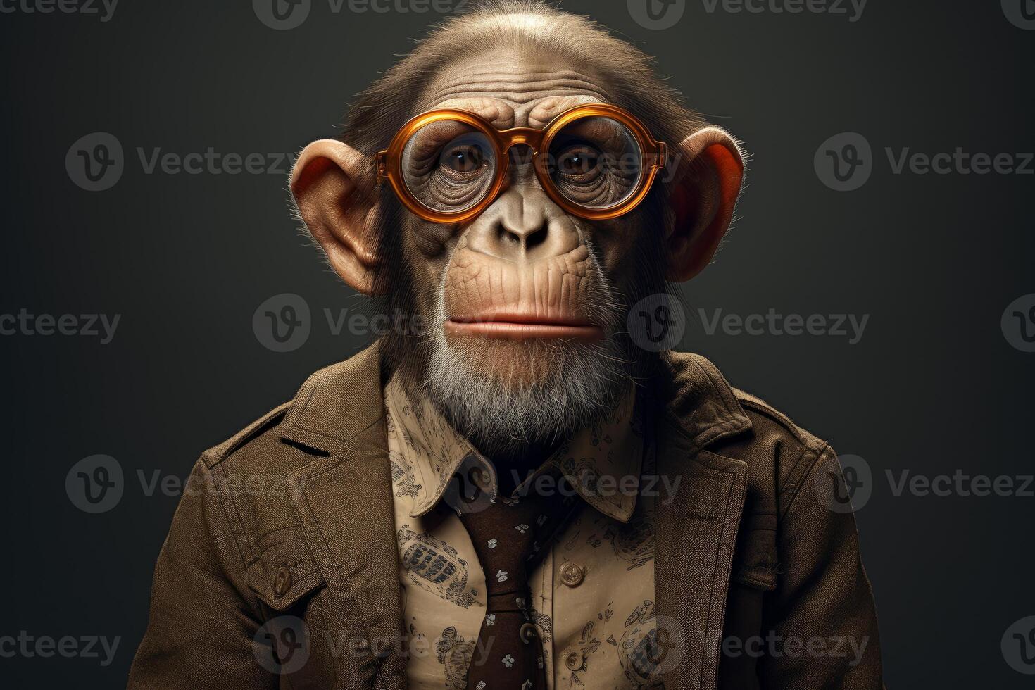 AI generated Whimsical Fancy suit top monkey portrait. Generate Ai photo