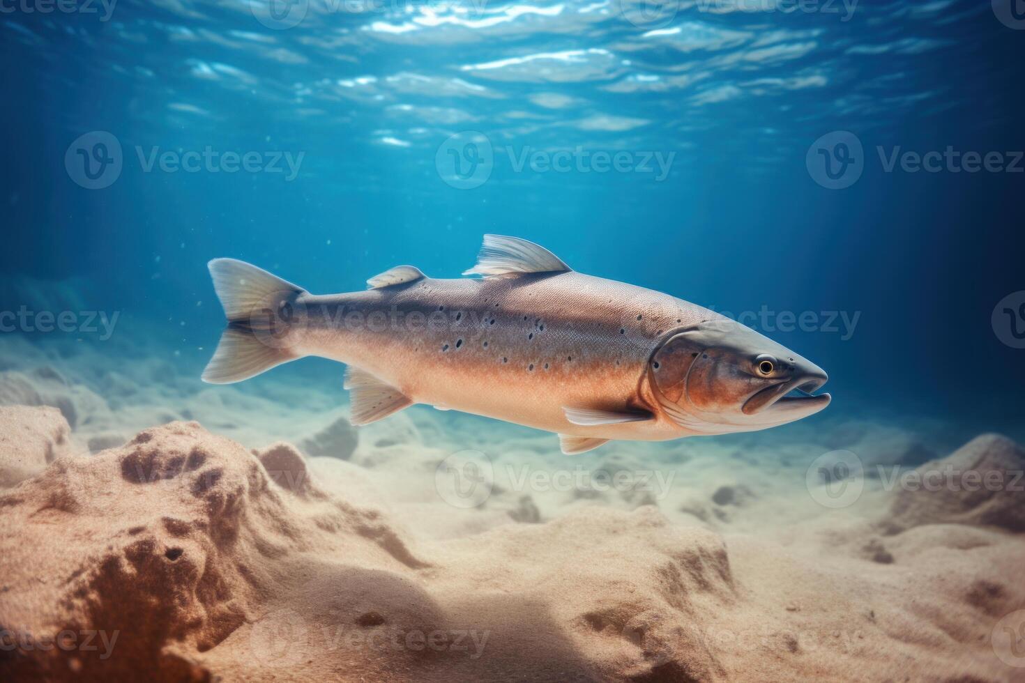 AI generated Agile Salmon underwater nature. Generate Ai photo