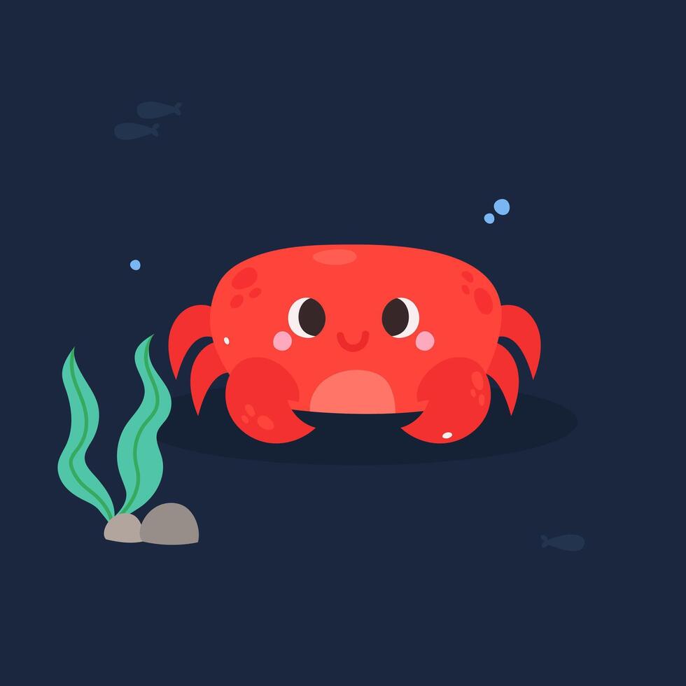 Cute cartoon crab, vector illustration