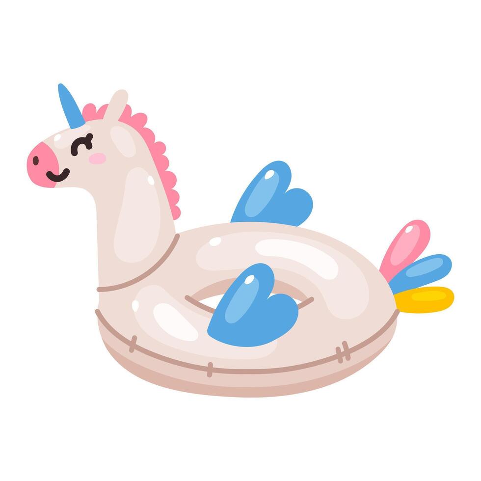 Cartoon swimming circles unicorn vector