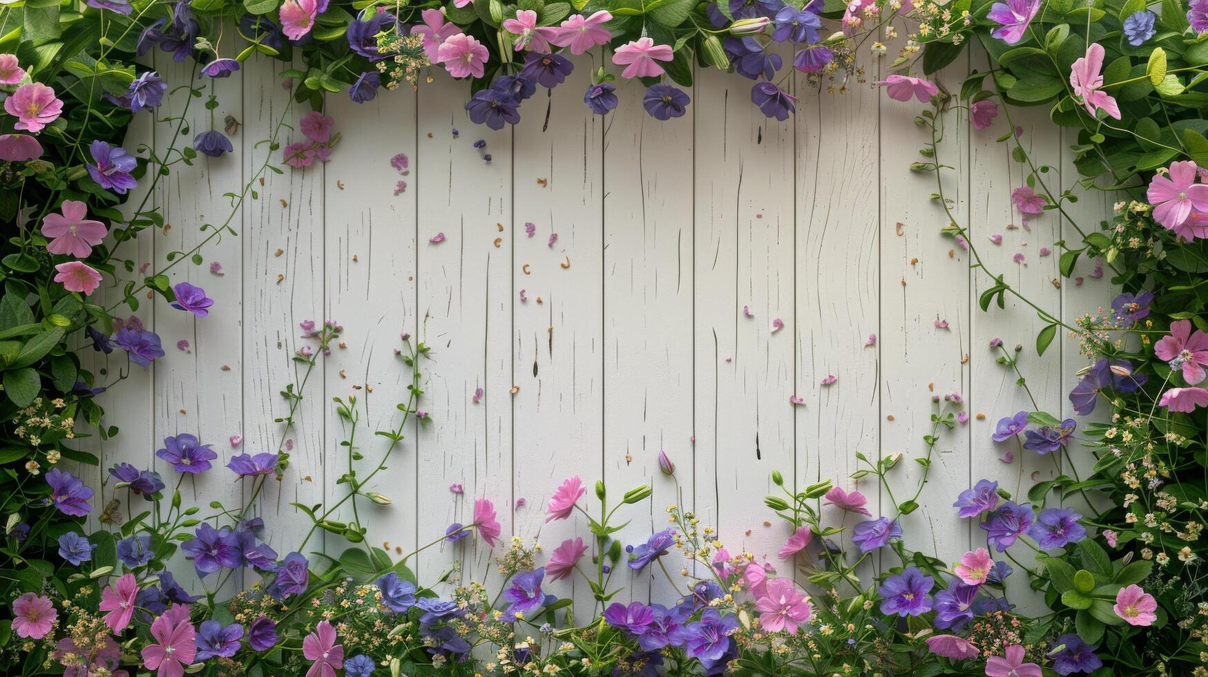 AI generated Purple Flowers Growing in Planter photo