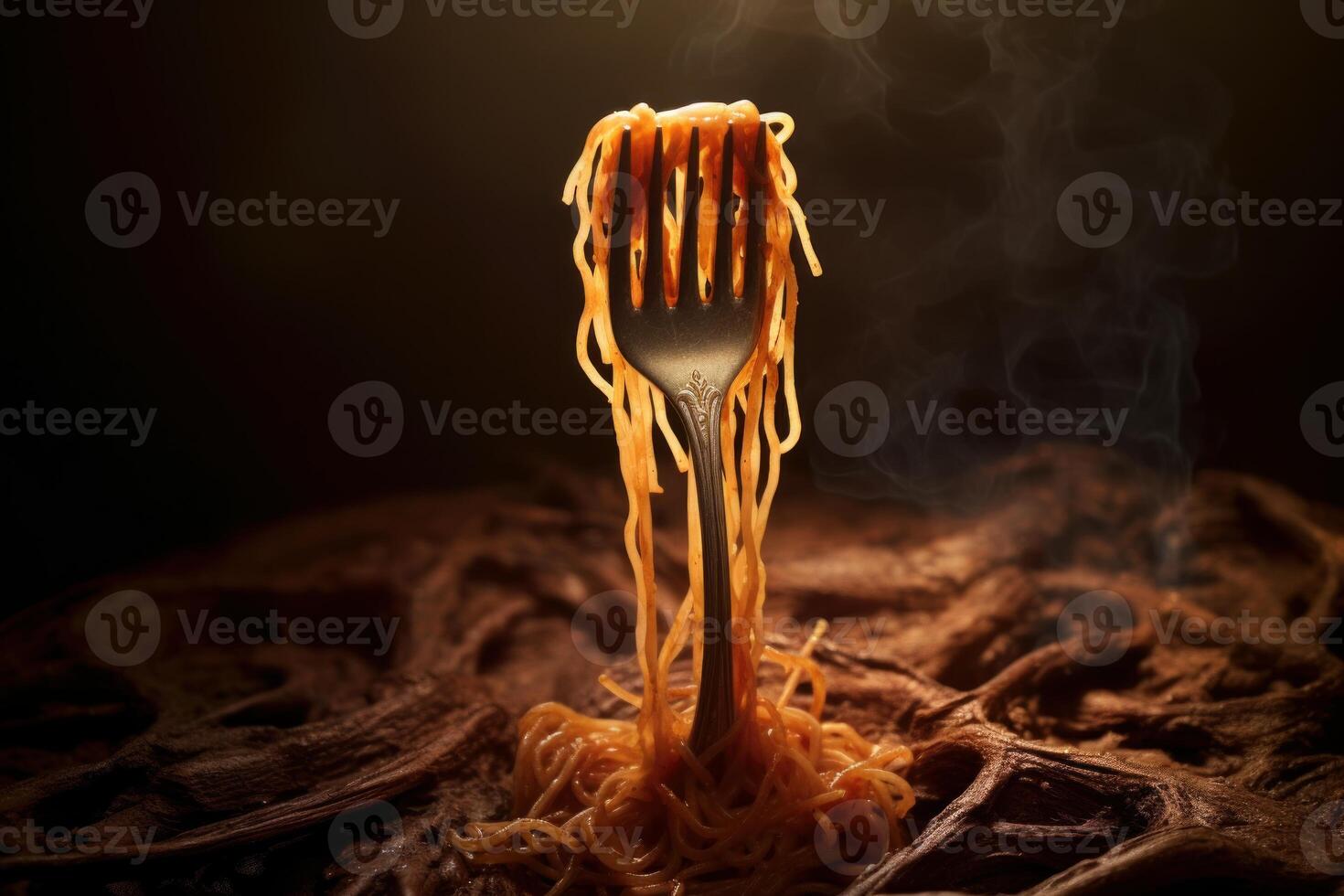 AI generated Spaghetti fork food. Generate AI photo