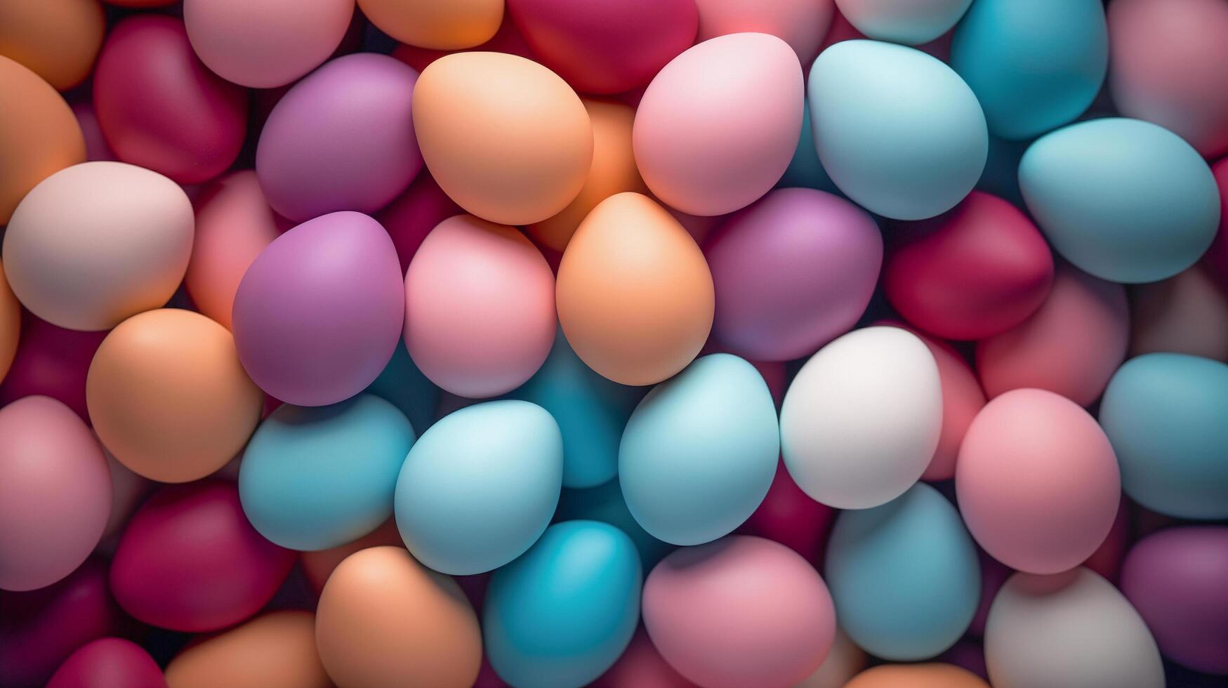 AI generated Easter colorful background Eggs. Top view. photo