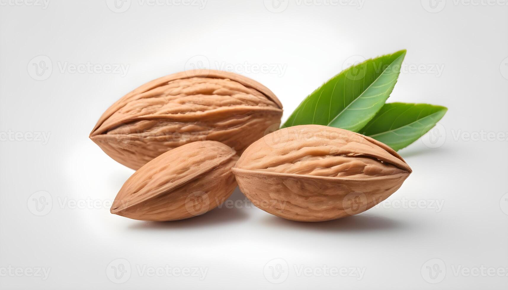 AI generated Almond nuts isolated on white background close up photo